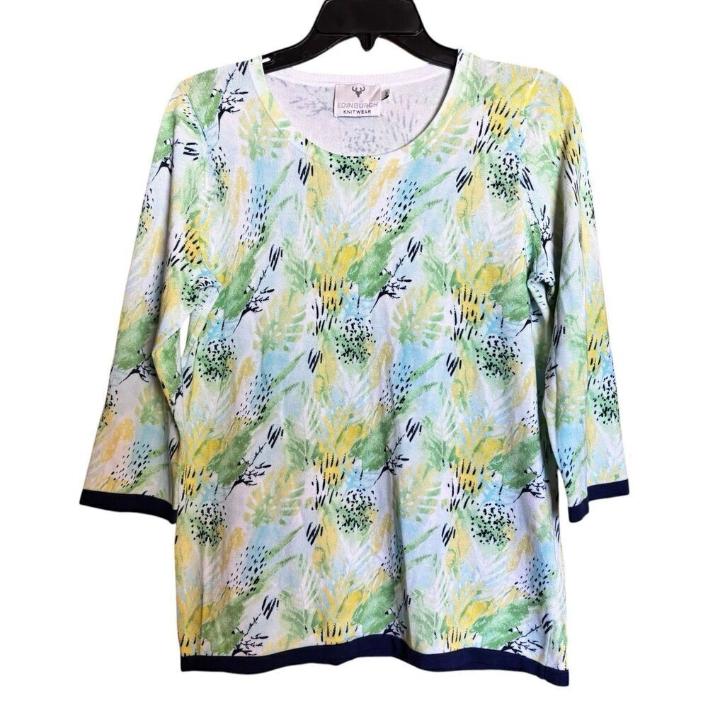 Edinburgh Knitwear Sweater Medium Multicolor Artsy Art To Wear Cotton Pullover